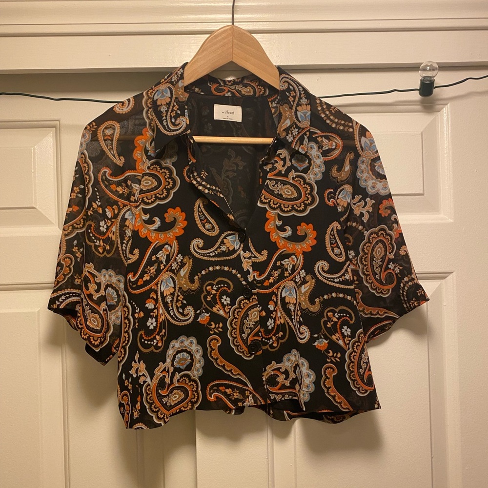 Paisley button down crop